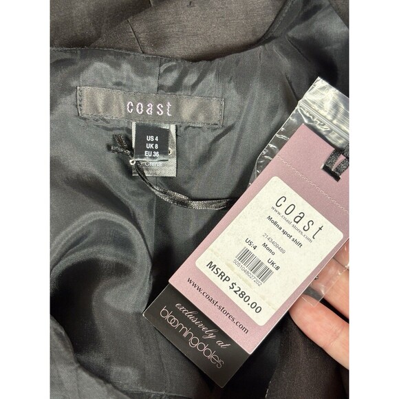 Coast Bloomingdales Mollina Spot Shift Dress Black White Polka Dots 4 Linen Silk - Picture 3 of 16